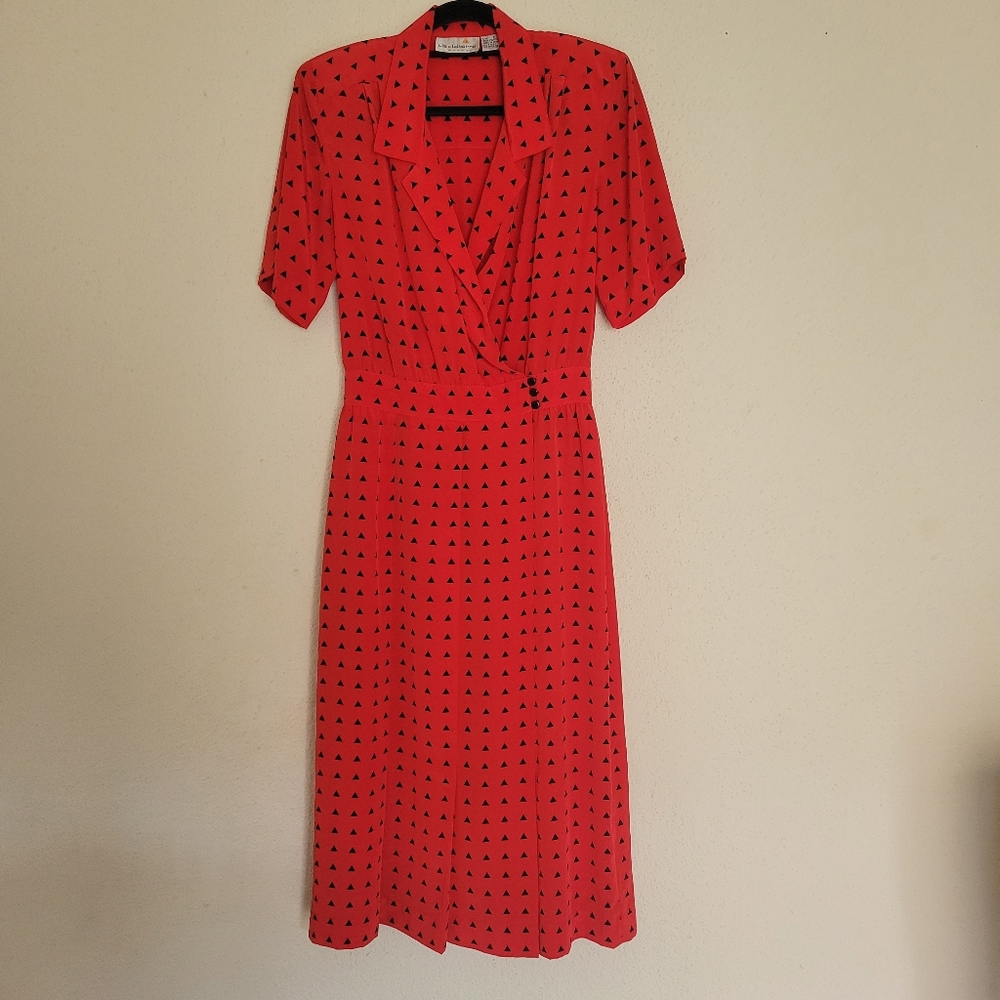Liz Claiborne vintage retro dress size 8 red and black